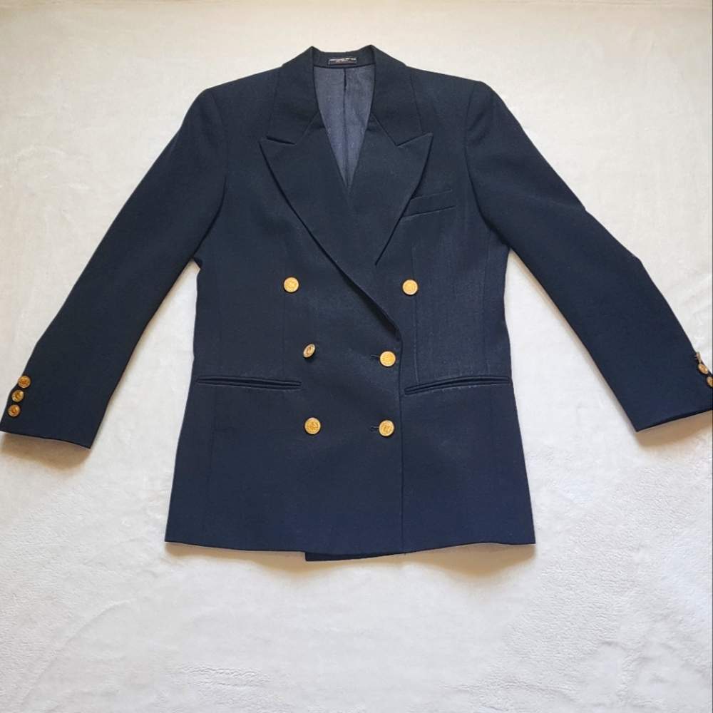 Vintage Mark Shale Black Double Breasted Wool Sport Coat Blazer Size Small